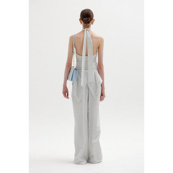 NEW EENK sana haltered top in ivory/blue stripe - Picture 2 of 2